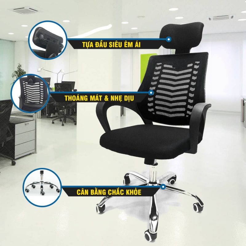 Ghế xoay lưng lưới tựa đầu GX-410