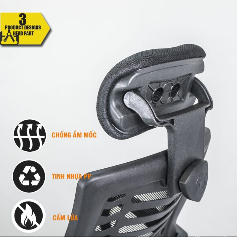 Ghế xoay lưng lưới tựa đầu GX-410