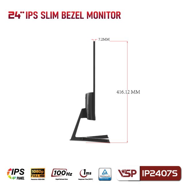 Màn hình VSP IP2407S - 24 inch - FHD / IPS / 100Hz / 1ms - BLACK