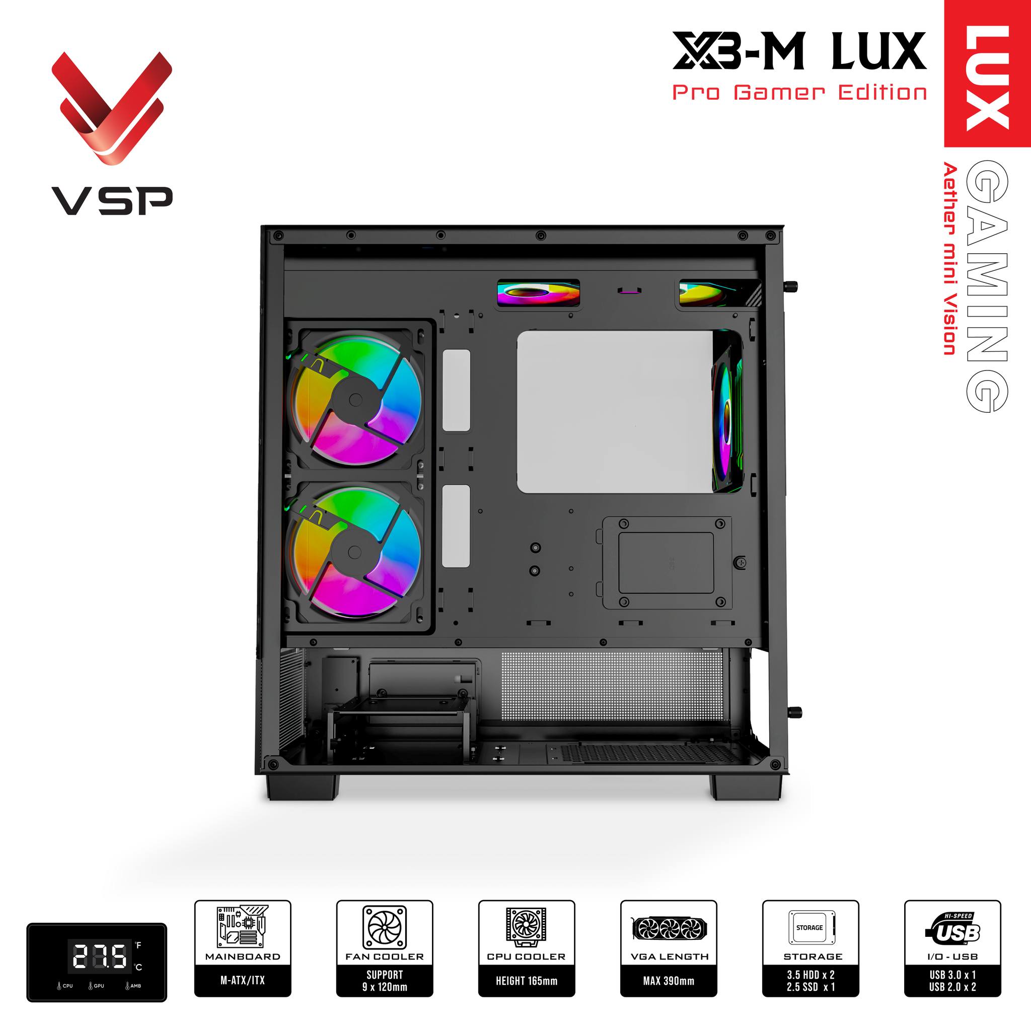 Vỏ Case Máy Tính X3-M Lux Black