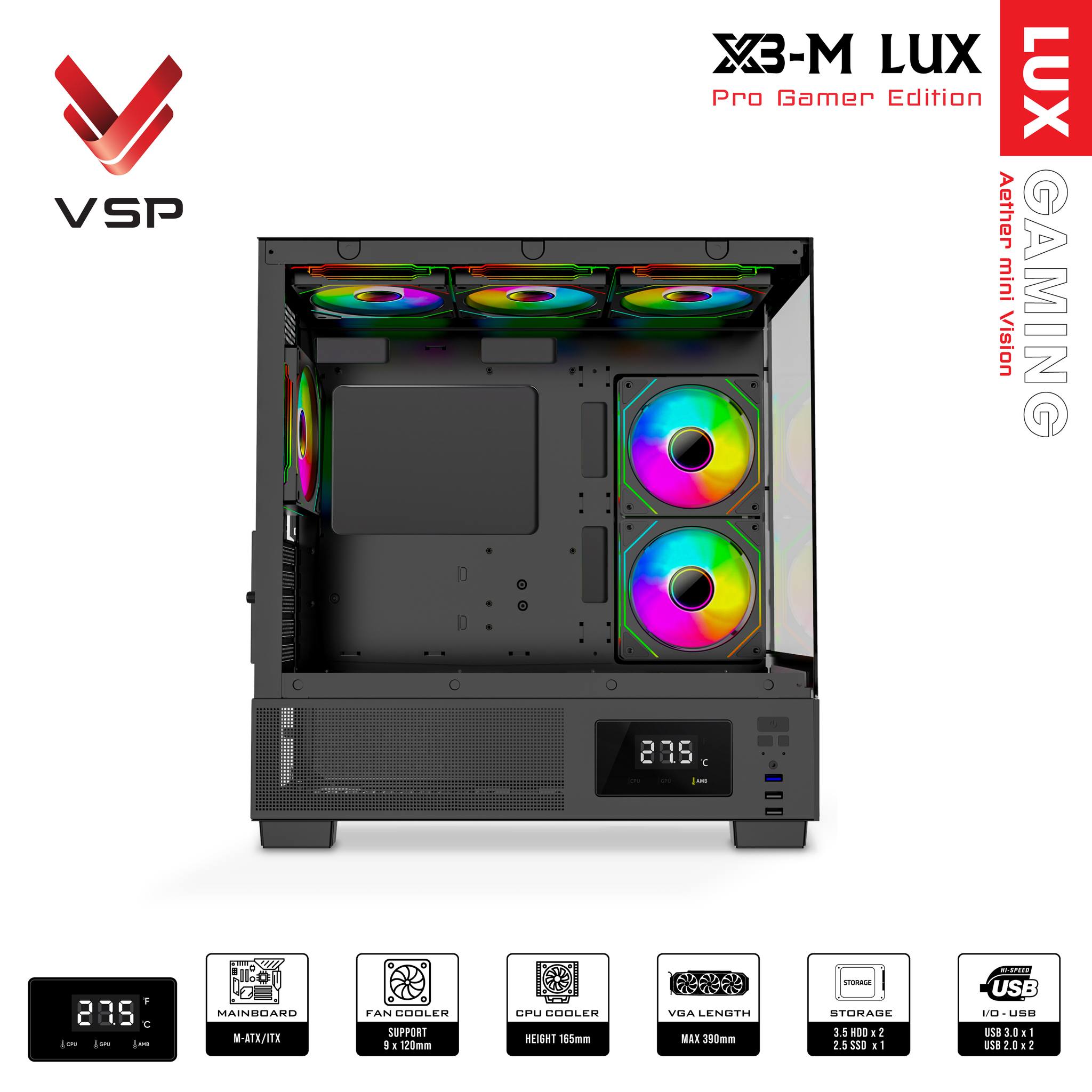Vỏ Case Máy Tính X3-M Lux Black