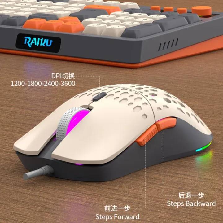 🧧SALETET - Bộ Bàn phím + Chuột Giả Cơ RAIKU T98 - Black / White / Orange