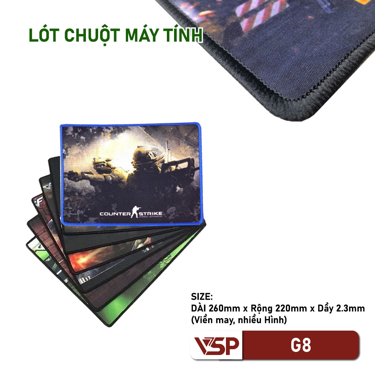 Lót chuột VSP G8 may viền
