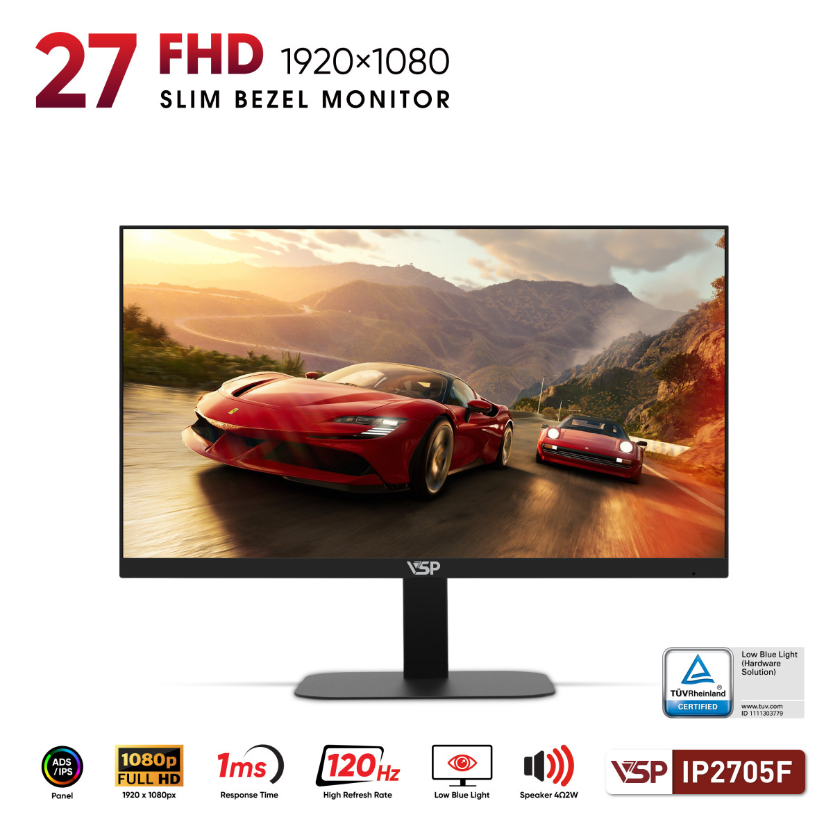 🧧SALETET - Màn Hình VSP IP2705F - 27 inch - IPS / ELED / 120Hz / 1ms / Loa
