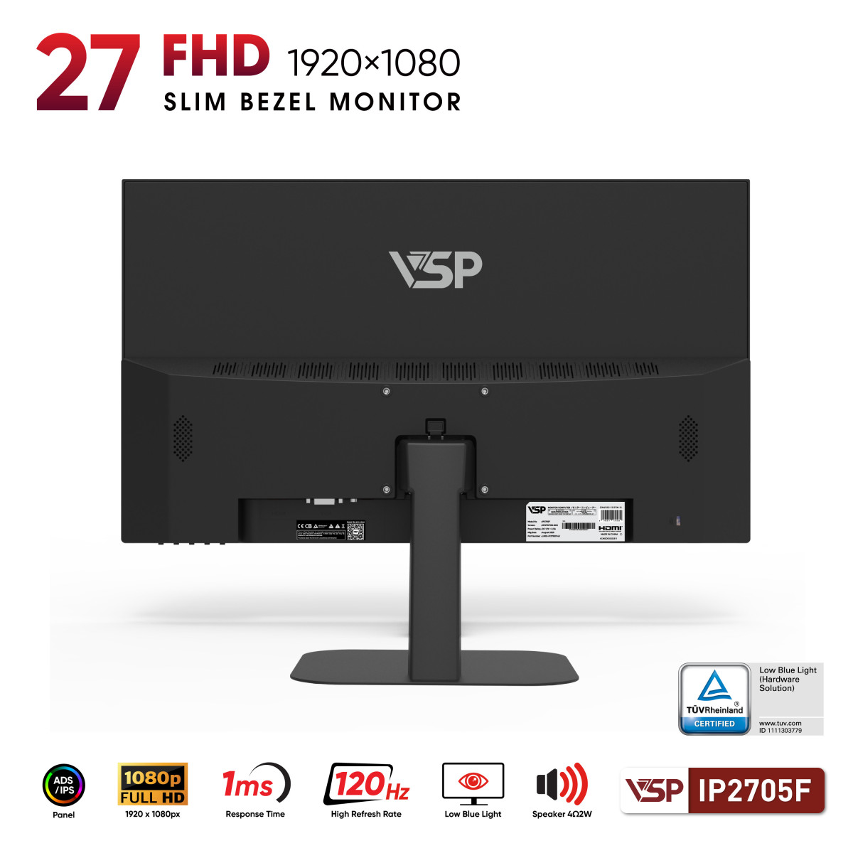 🧧SALETET - Màn Hình VSP IP2705F - 27 inch - IPS / ELED / 120Hz / 1ms / Loa