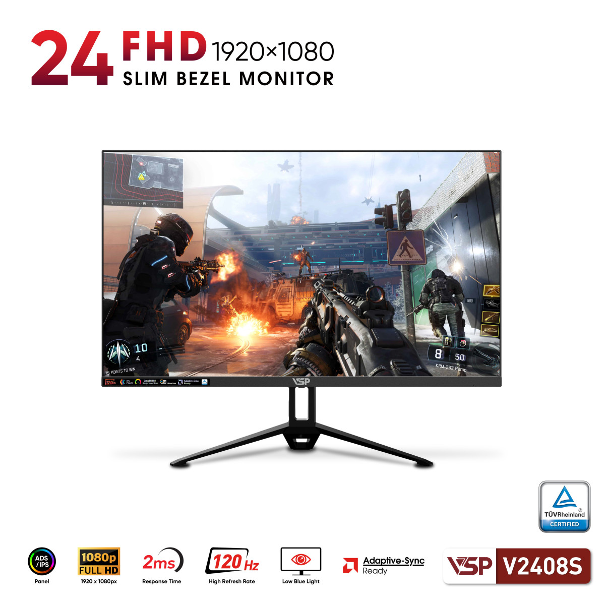 🧧SALETET - Màn hình VSP V2408S - 24 inch - ADS / IPS / 120Hz / 2ms (ver 2025)