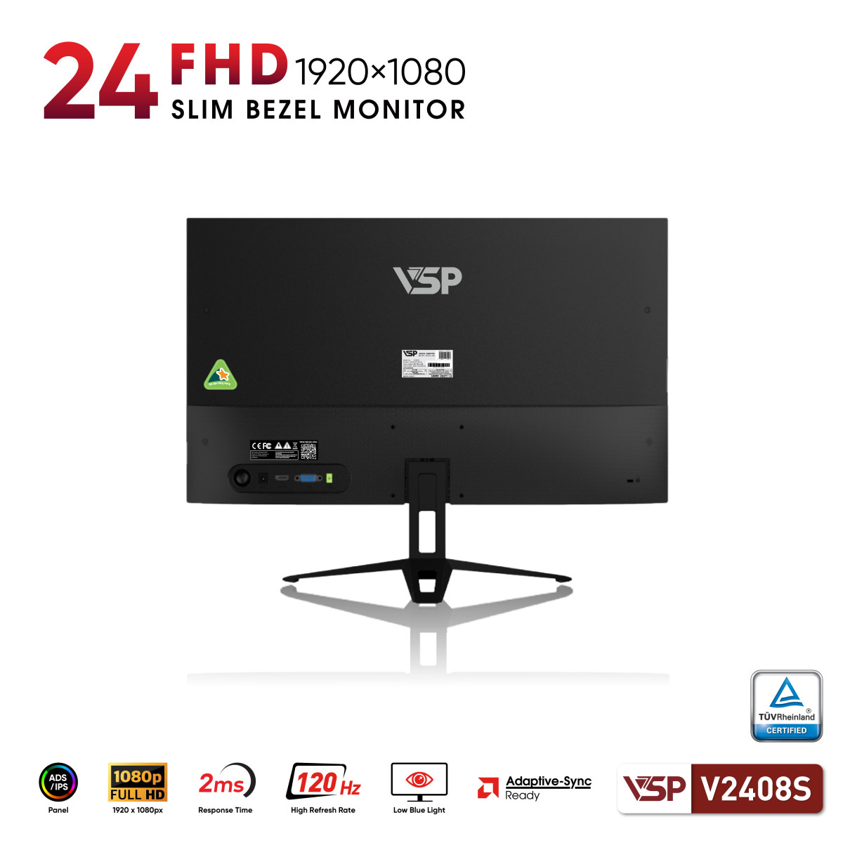 🧧SALETET - Màn hình VSP V2408S - 24 inch - ADS / IPS / 120Hz / 2ms (ver 2025)