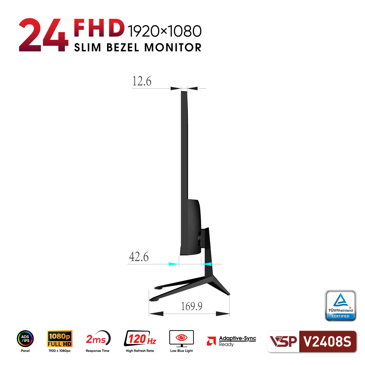 🧧SALETET - Màn hình VSP V2408S - 24 inch - ADS / IPS / 120Hz / 2ms (ver 2025)