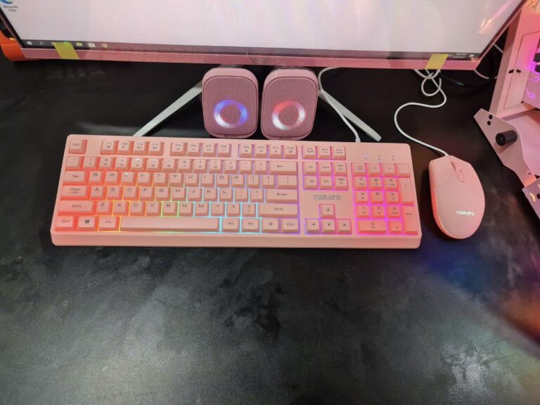 🧧SALETET - Combo Bàn Phím và Chuột Tomato S100 LED RGB - Hồng