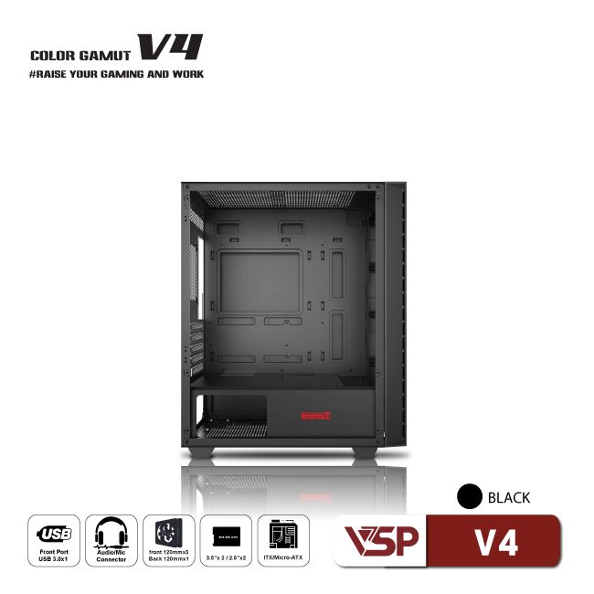 Vỏ Case máy tính VSP V4 - Đen