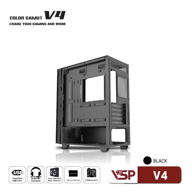 Vỏ Case máy tính VSP V4 - Đen