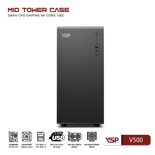 Vỏ Case máy tính VSP V500 - Đen