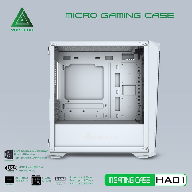 Vỏ Case Máy Tính VSPTECH Gaming HA01 - Trắng