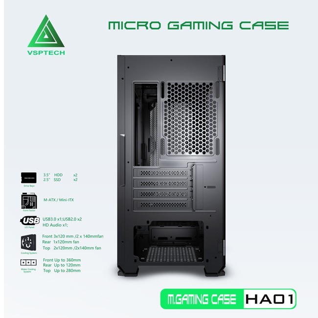 Vỏ Case Máy Tính VSPTECH Gaming HA01 - Đen