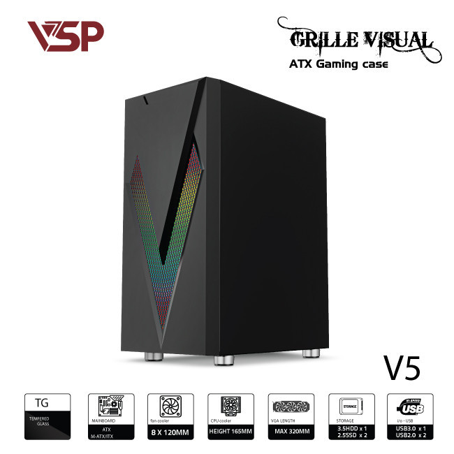 Vỏ Case máy tính VSP V5 - Đen