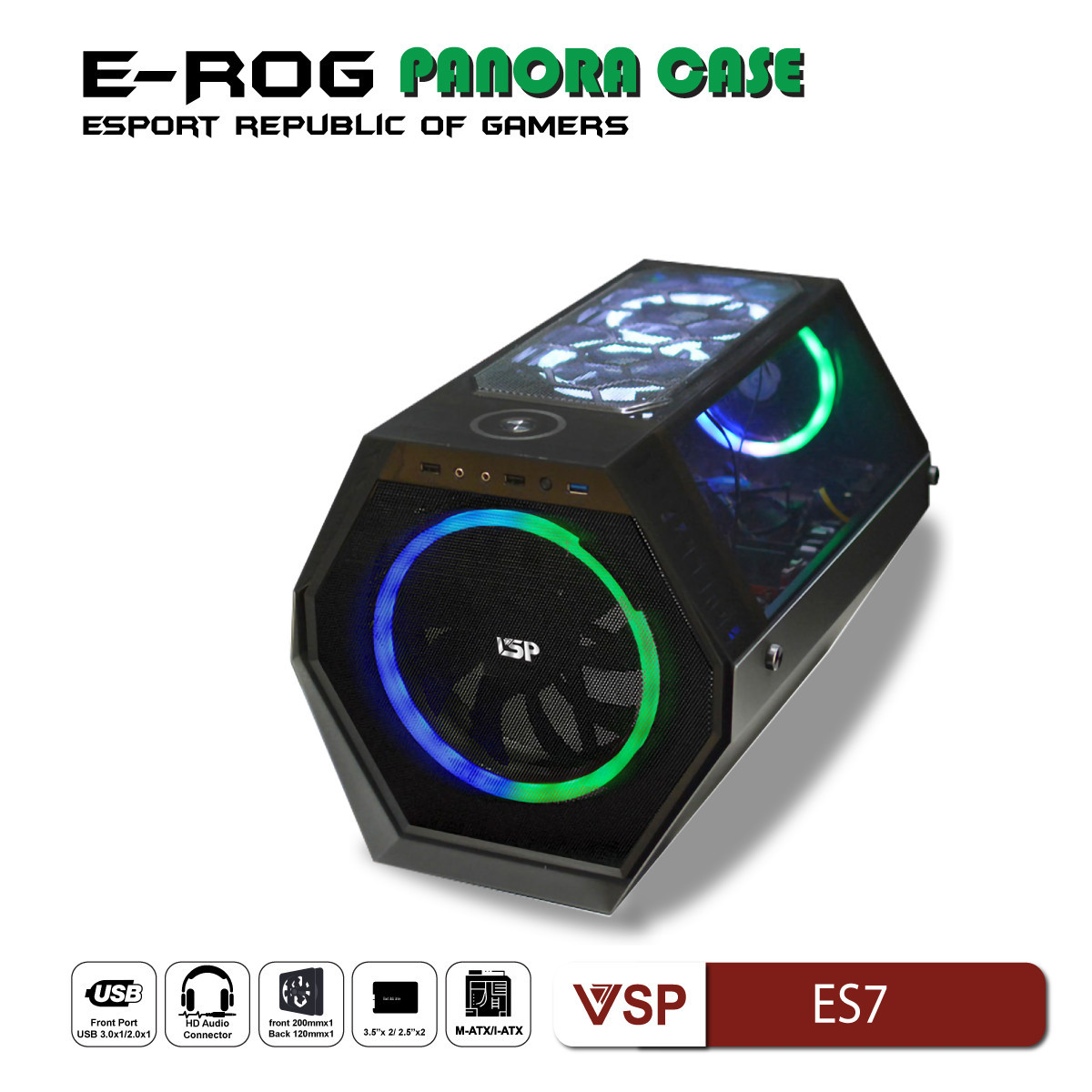 Vỏ Case Máy Tính Esport Gaming ES7 Đen