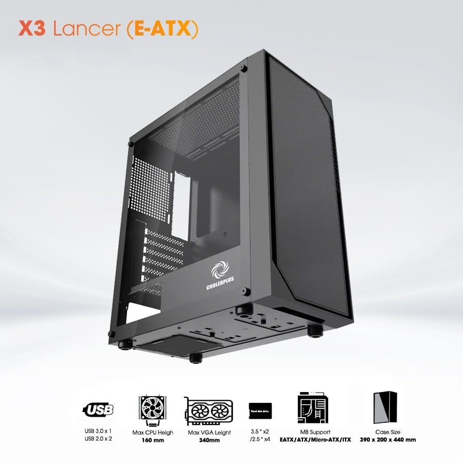 Case X3 Lancer CoolerPlus + kèm 3 fan