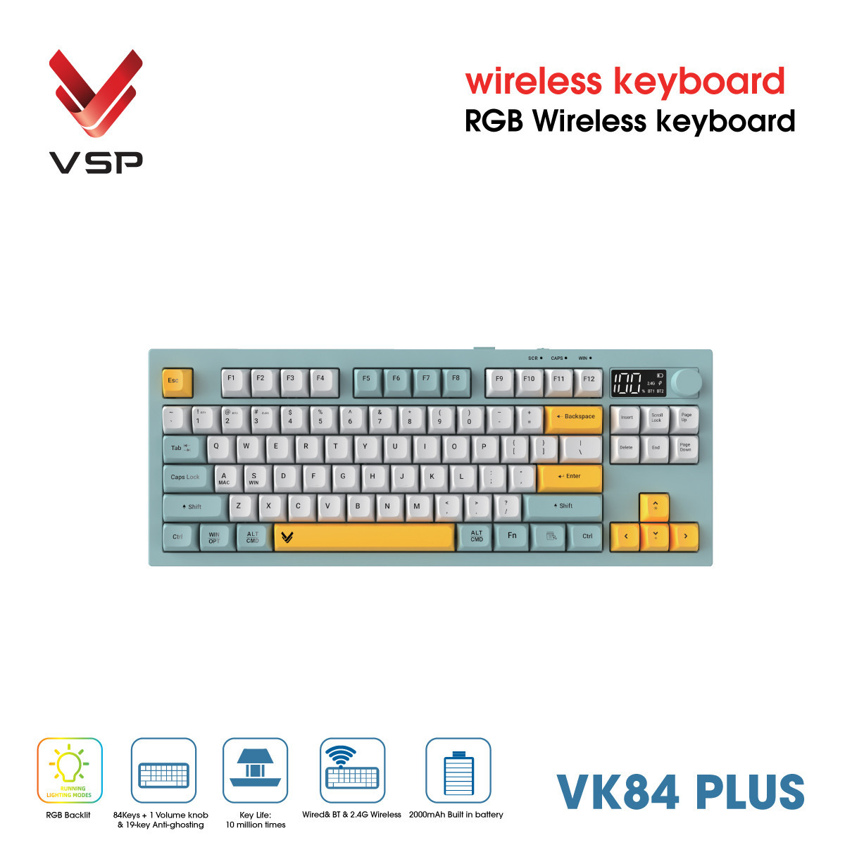 🧧SALETET - Bàn Phím Không Dây VSP VK84 Plus