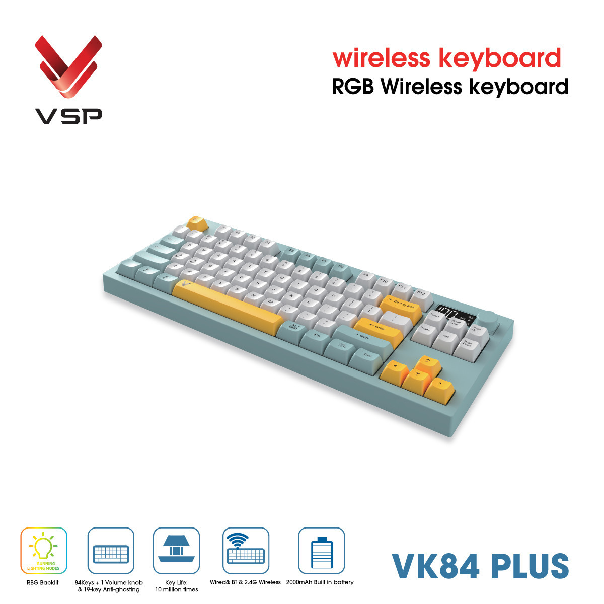 🧧SALETET - Bàn Phím Không Dây VSP VK84 Plus