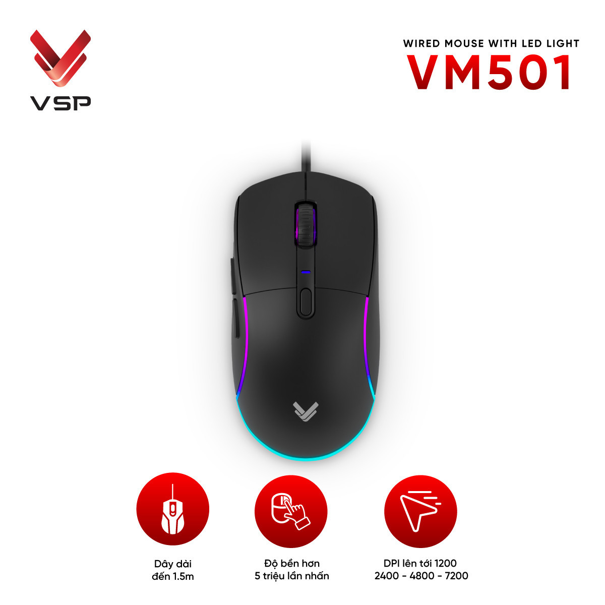 🧧SALETET - Chuột Máy Tính Có Dây VSP VM501