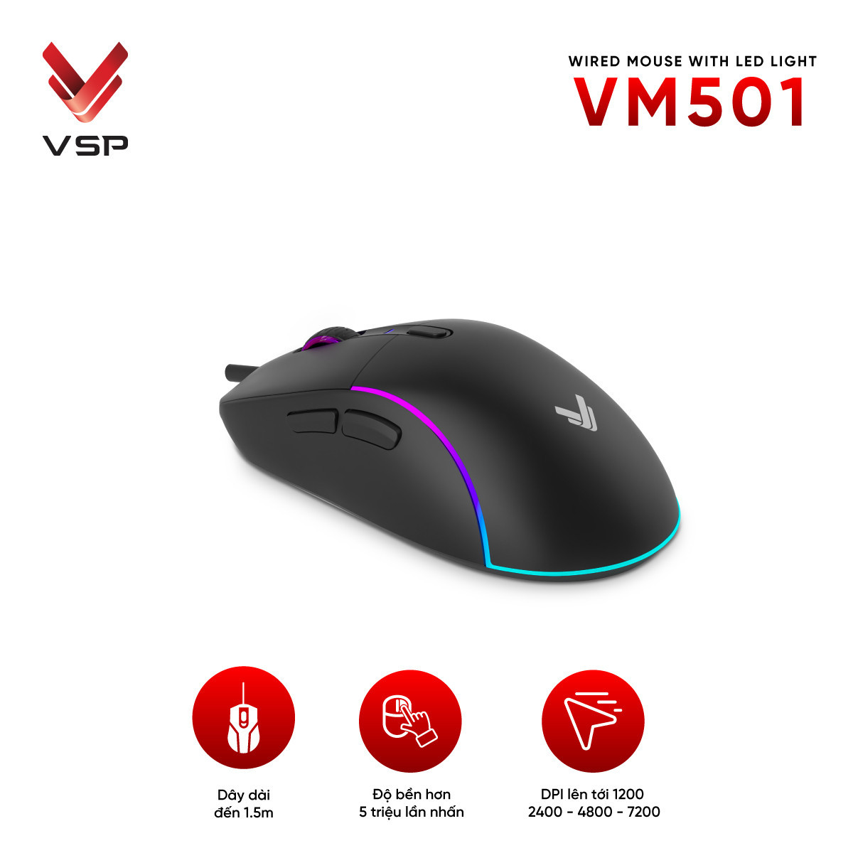 🧧SALETET - Chuột Máy Tính Có Dây VSP VM501