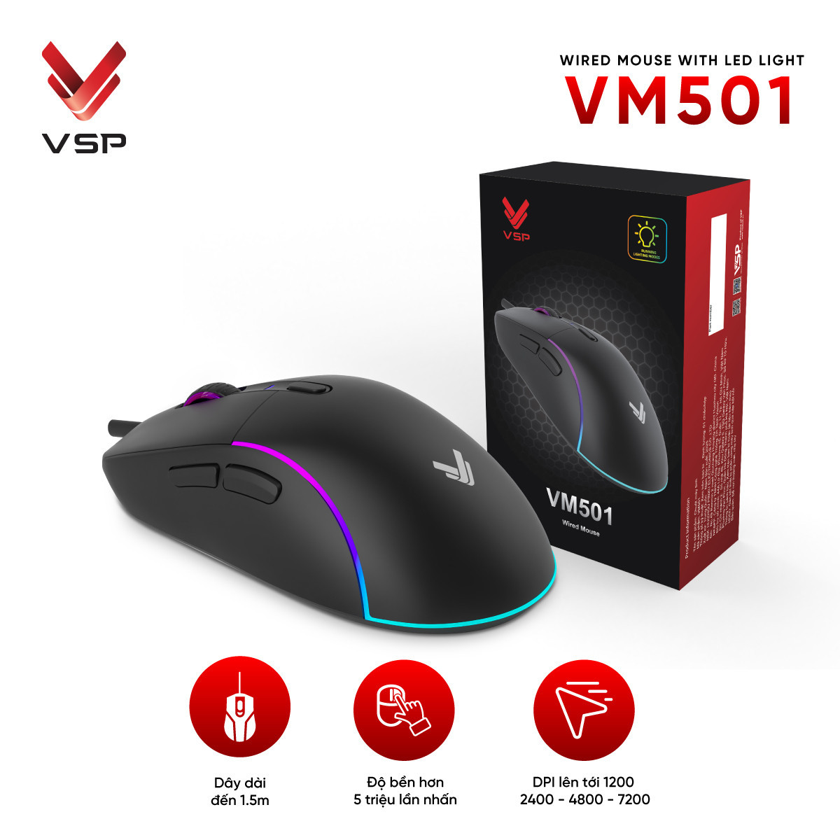 🧧SALETET - Chuột Máy Tính Có Dây VSP VM501