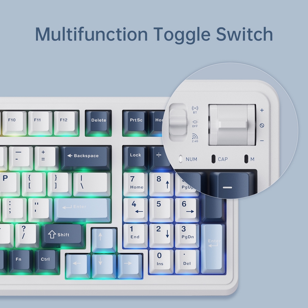 Bàn phím cơ không dây Machenike KG98 Tri-Mode RGB - White Blue / Purple-Gold Switch