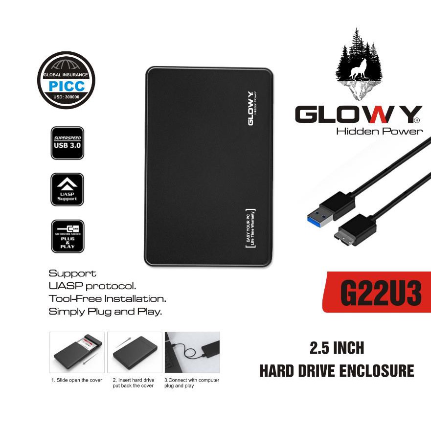Hộp đựng ổ cứng 2.5" GLOWY - USB 3.0-P