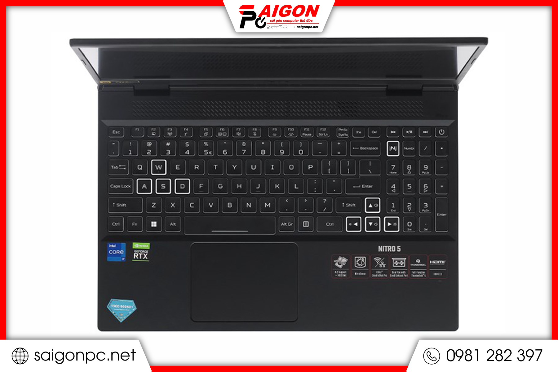 Laptop Acer Nitro 5 Tiger Gaming AN515 - 15.6" FHD / RTX 3050 Ti 4G /  i7-12700H / 16GB / 512GB m2