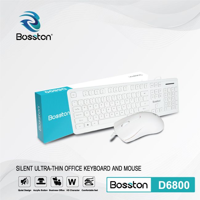 COMBO BÀN PHÍM + MOUSE BOSSTON D6800 WHITE