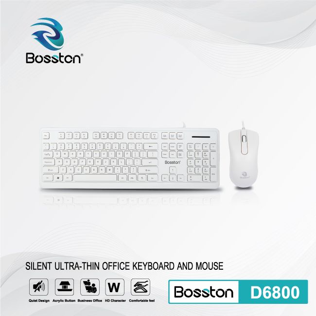 COMBO BÀN PHÍM + MOUSE BOSSTON D6800 WHITE
