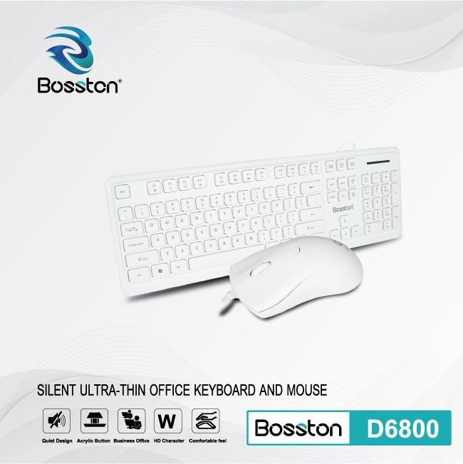 COMBO BÀN PHÍM + MOUSE BOSSTON D6800 WHITE
