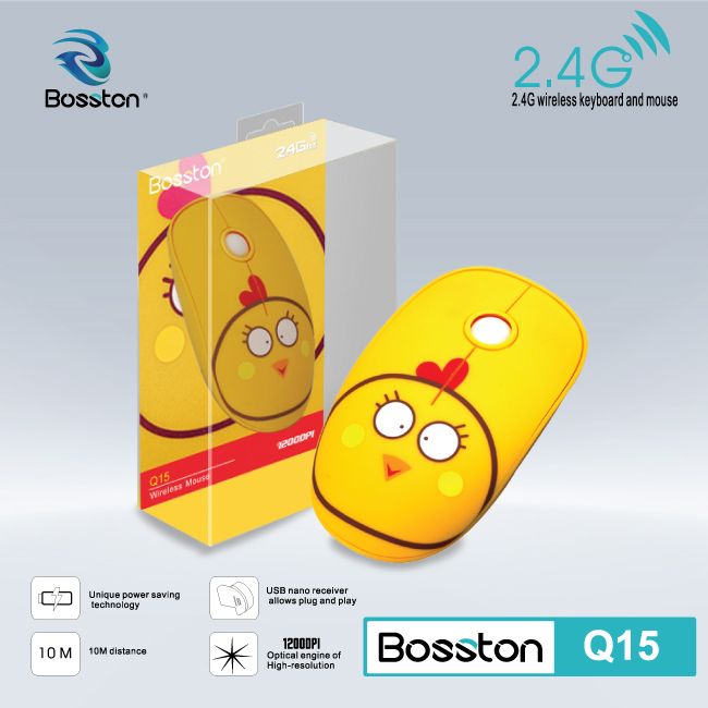 Mouse Không Dây Bosston Q15 Gấu nâu / Gà con