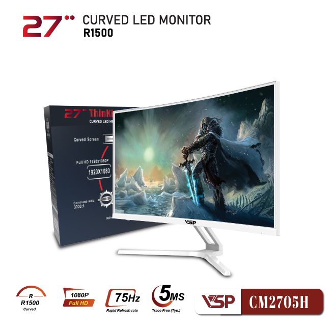 Màn hình Cong VSP CM2705H - 27 inch - FHD / 75Hz / 5ms - WHITE