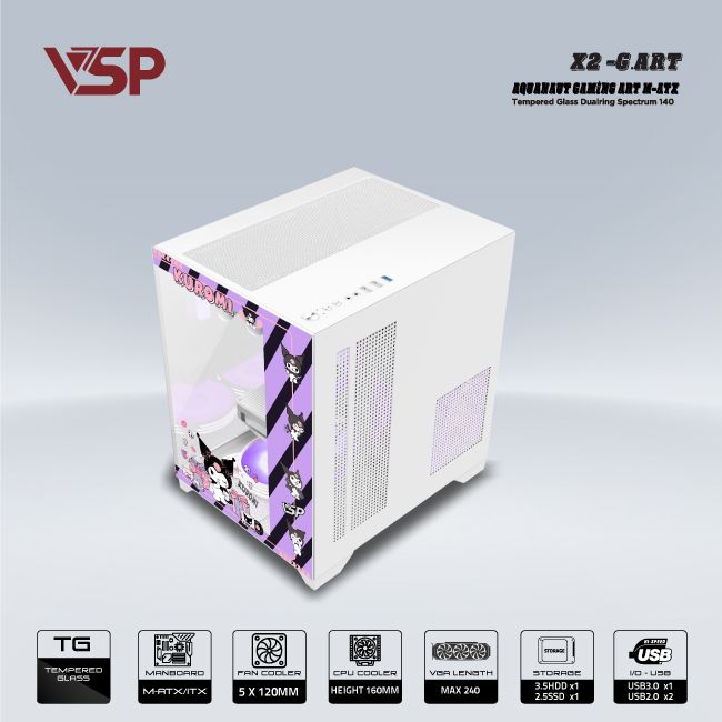 VỎ CASE MÁY TÍNH VSP X2 - G.ART TRẮNG