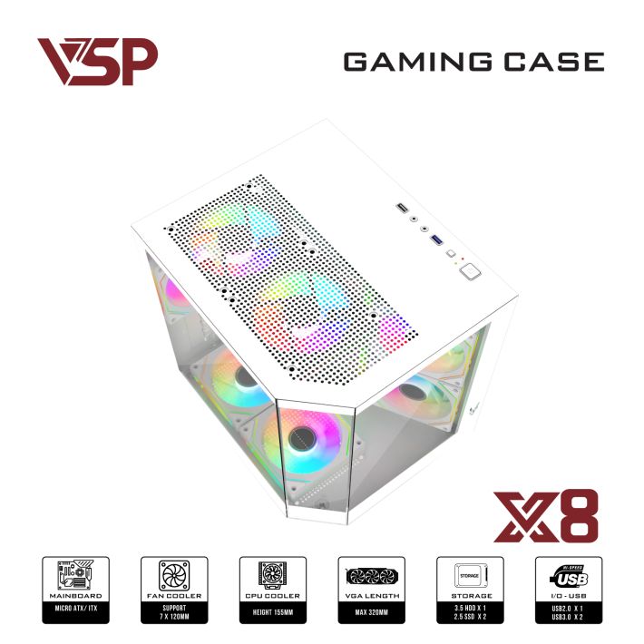 VỎ CASE MÁY TÍNH X8 - WHTE