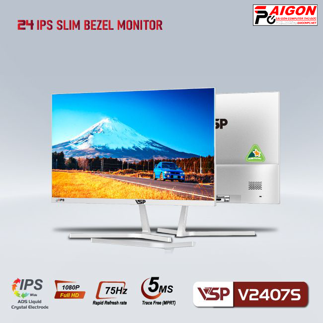 Màn hình VSP V2407S - 24 inch - FHD / IPS / 75Hz / 5ms - WHITE