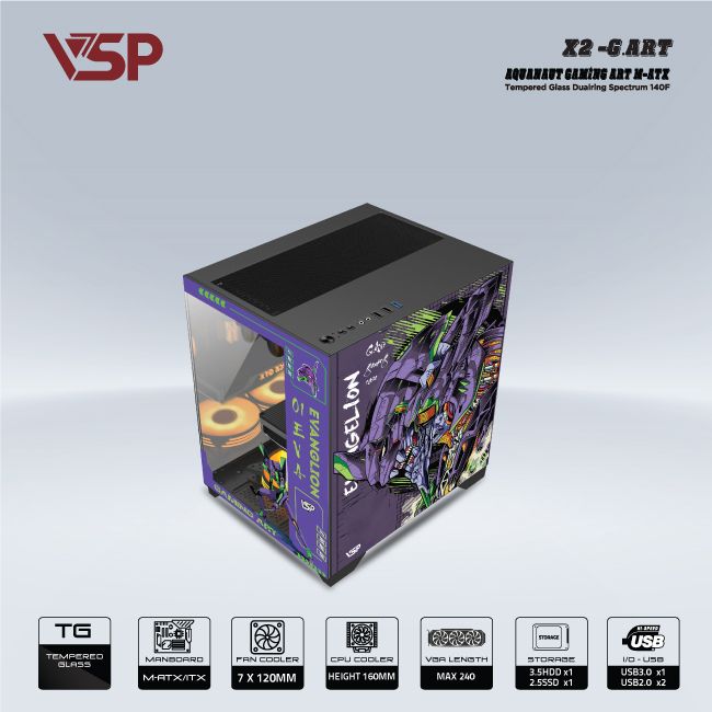 VỎ CASE MÁY TÍNH VSP X2 - G.ART ĐEN