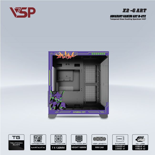 VỎ CASE MÁY TÍNH VSP X2 - G.ART ĐEN