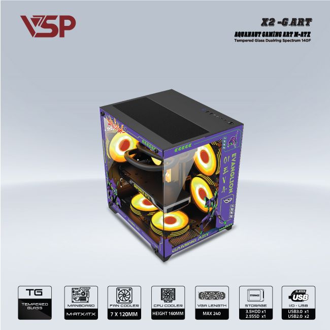 VỎ CASE MÁY TÍNH VSP X2 - G.ART ĐEN