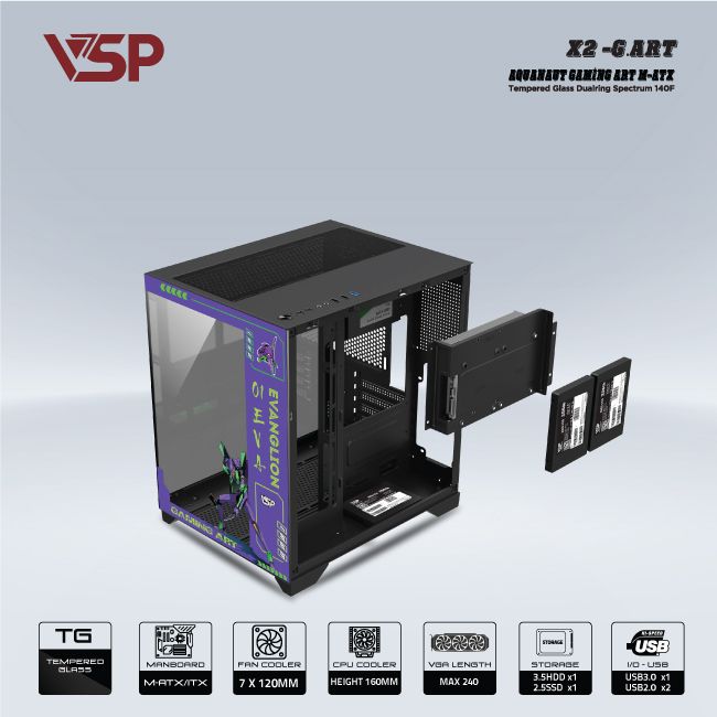 VỎ CASE MÁY TÍNH VSP X2 - G.ART ĐEN
