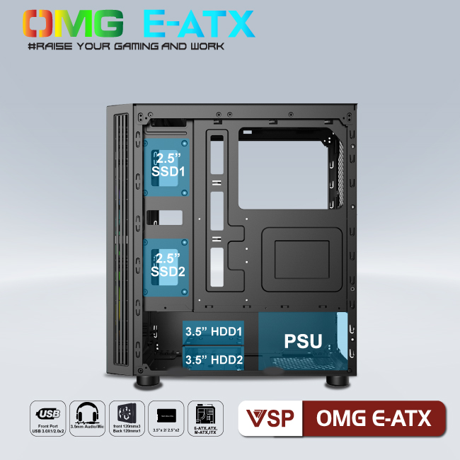 Case VSP LED Gaming OMG E-ATX