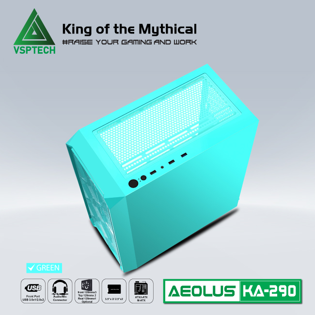 Case Gaming VSPTECH KA290 - PINK/GREEN