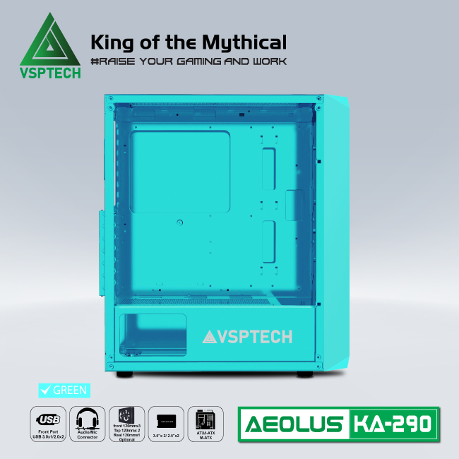 Case Gaming VSPTECH KA290 - PINK/GREEN