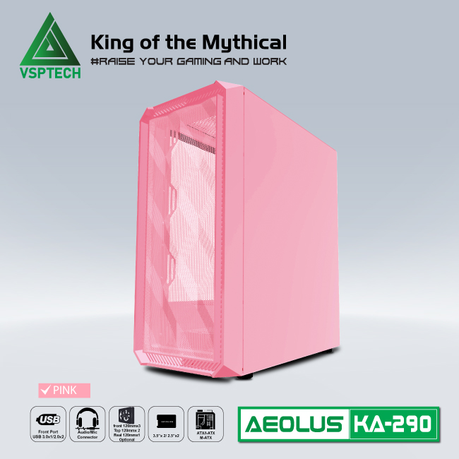 Case Gaming VSPTECH KA290 - PINK/GREEN
