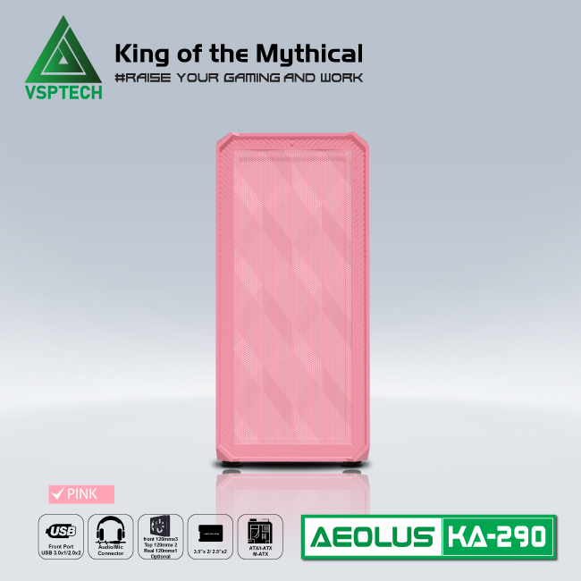 Case Gaming VSPTECH KA290 - PINK/GREEN