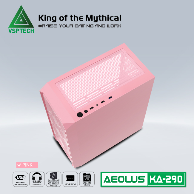 Case Gaming VSPTECH KA290 - PINK/GREEN