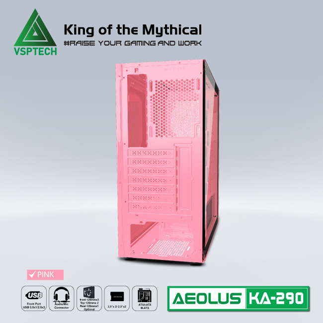 Case Gaming VSPTECH KA290 - PINK/GREEN