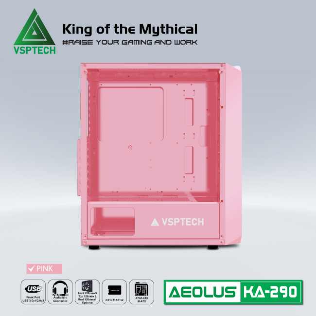 Case Gaming VSPTECH KA290 - PINK/GREEN