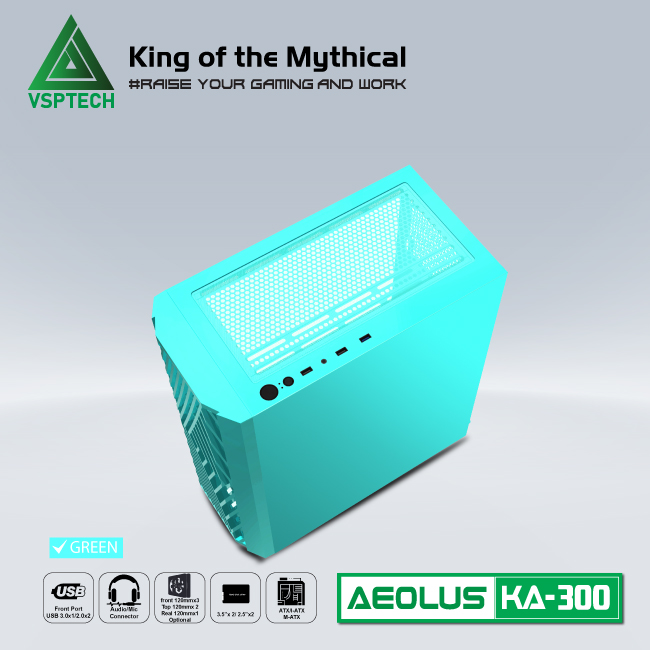 Case Gaming VSPTECH KA300 - White/Pink/Green